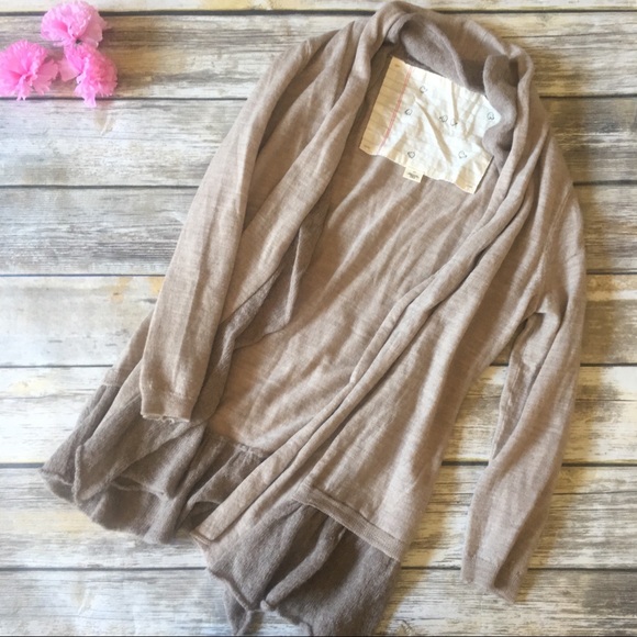 Anthropologie Sweaters - Anthro canary small tan wool blend open cardigan